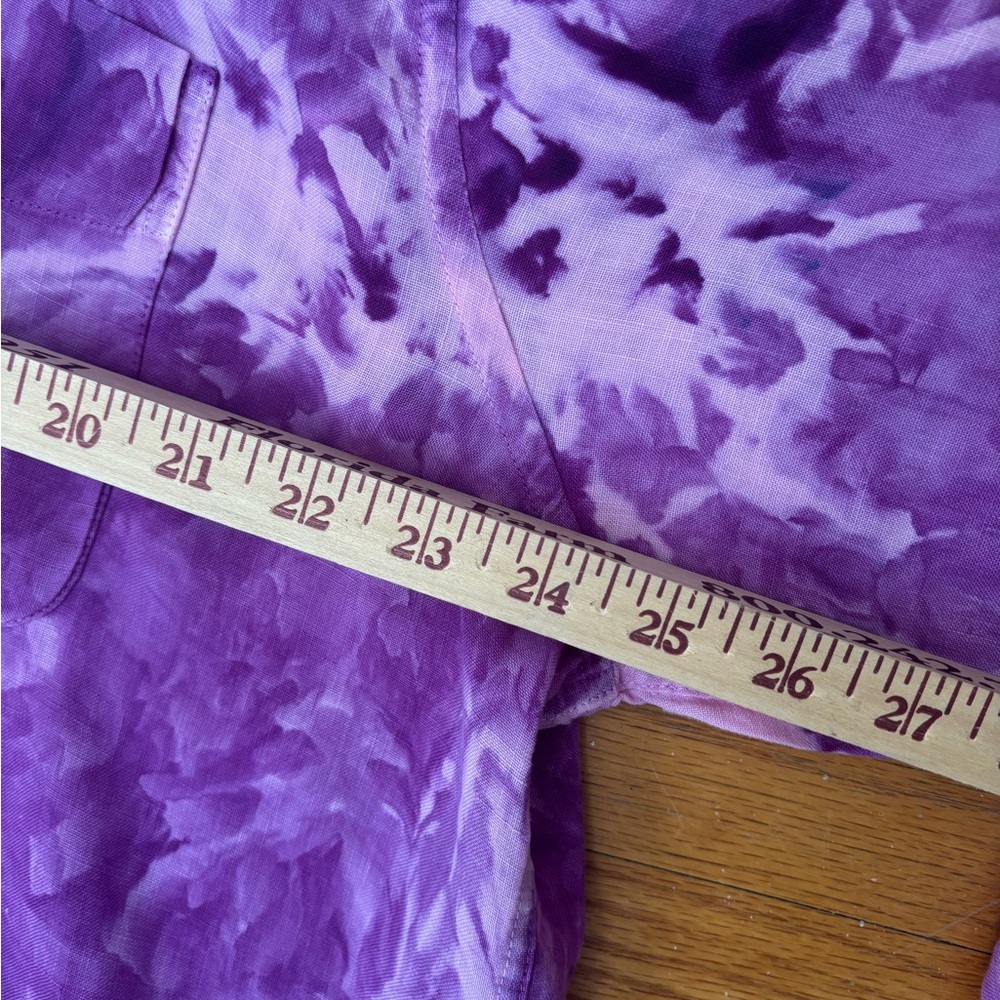 Kiwi Purple Casual Button Down Shirt with Tie-Dye Design - Picture 11 of 16
